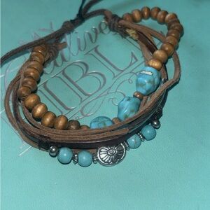 Turquoise and Brown Beaded Bracelet Set